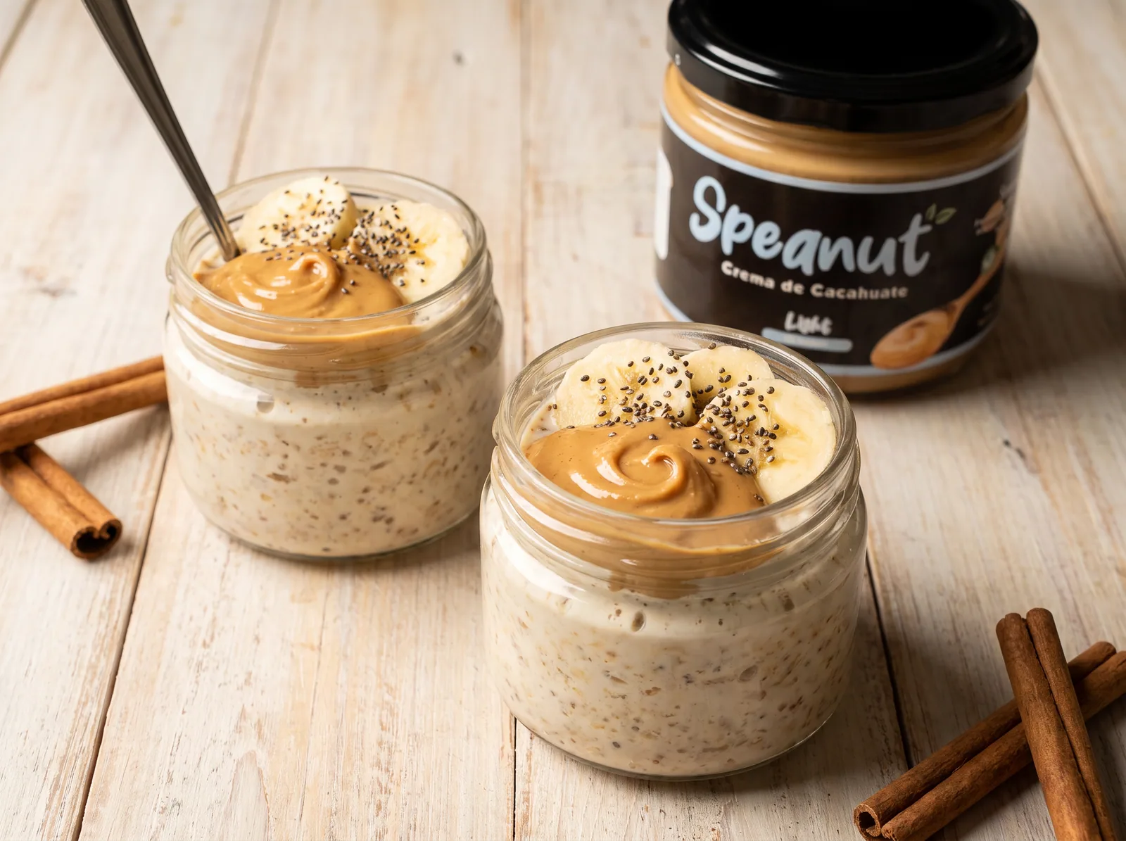 Avena overnight con crema de cacahuate