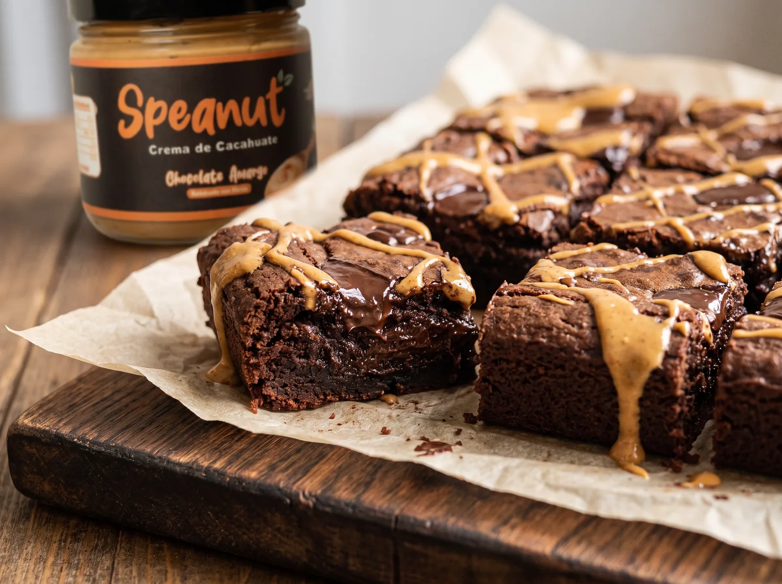 Brownies de cacahuate sin harina