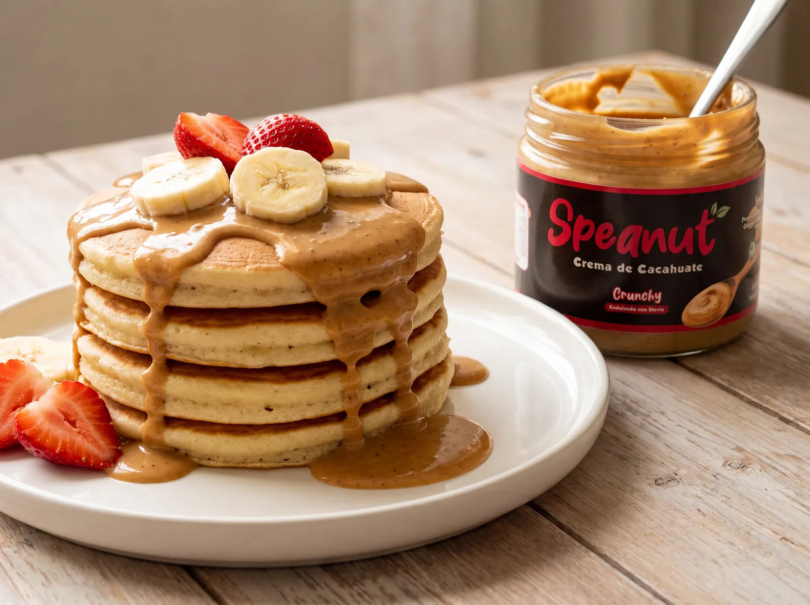 Hot cakes proteicos de cacahuate