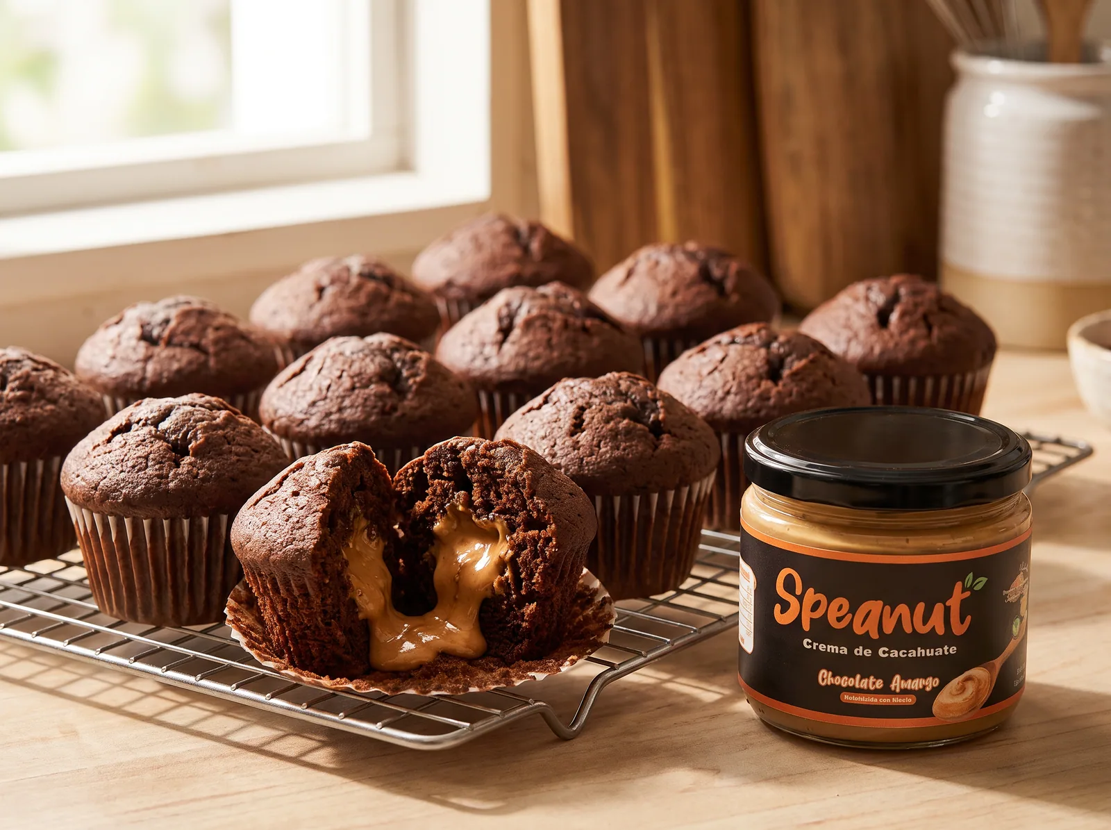 Muffins de cacahuate y chocolate